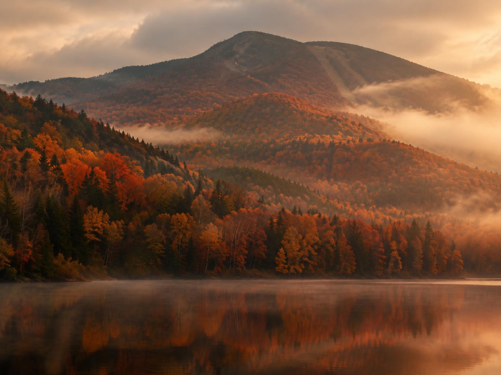 Autumn colour across the mountainsides